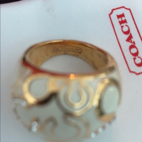Coach Enamel Signature Pave Cocktail Ring Designer - Picture 6 of 6